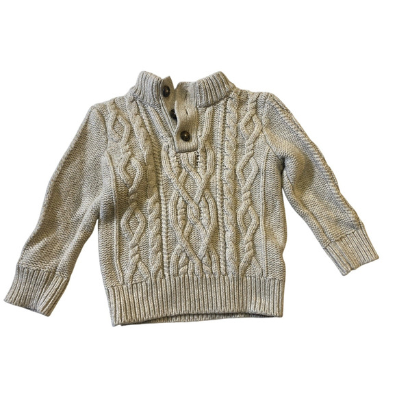 Baby Gap Sweater 2T 2 Years Cable Knit Fisherman Chunky Creamy White Wool Boys - Picture 2 of 9
